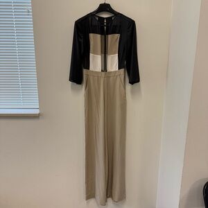 BCBG Max Azria Runway‎ Colorblock Wide-Leg Jumpsuit Sz 0